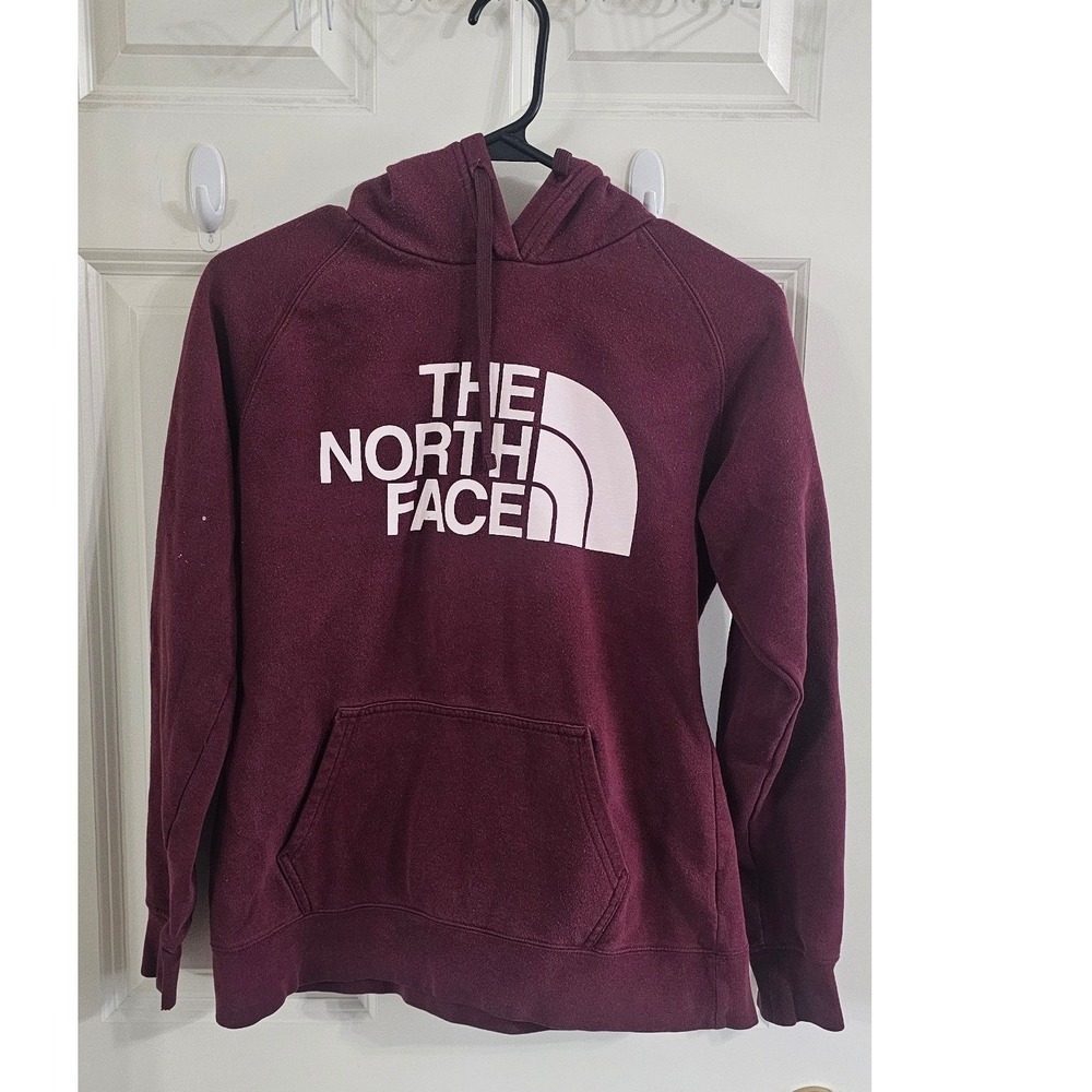 The‎ North Face Womens Hoodie Maroon Burgundy Logo Pullover Sweatshirt Size S